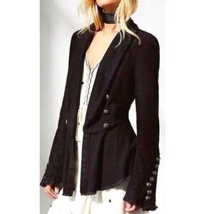 Free People Black Tailored Blazer with Flared Sleeves